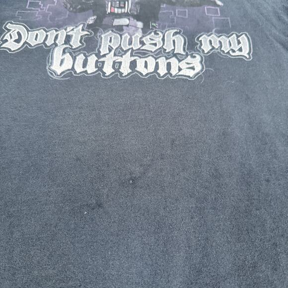 Star Wars Shirt Mens Large Black Don't Push My Buttons Darth Vader Graphic Tee - Picture 3 of 9
